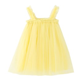 Ncycullo Baby Girls Tutu Dress Toddler Rainbow Tulle Dress Sleeveless Infant Sundress Princess Soft Pom Tutu Dresses 134 Yellow 100