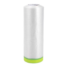 HOPESPANNER Pre-Taped Masking Film Plastic Cover PE Film Natural Fiber Material 1 Pc 1500x180cm / 49.21ftx70.87" White Green