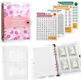 HWSWSH Budget Planner Challenges, Money Saving Envelope Saving Challenge with Ring Binder A5, Savings Book Saving Folder for Money, Budget Planner, Money Saving Folder, Money Organiser Saving Folder,
