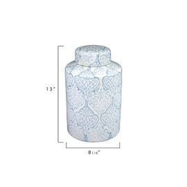 Blue & White Decorative Ginger Jar with Lid