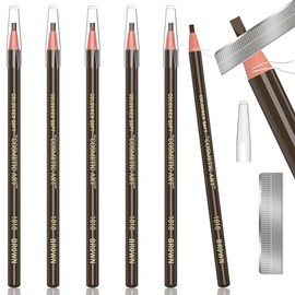 Waterproof Eyebrows Pencil Tattoo Makeup and Microblading Supplies Kit Permanent Eye Brow Liners in 5 Colours Waterproof Eyebrow Pencils Peel - Brow Pencil Set for Marking (6 Dark Brown)