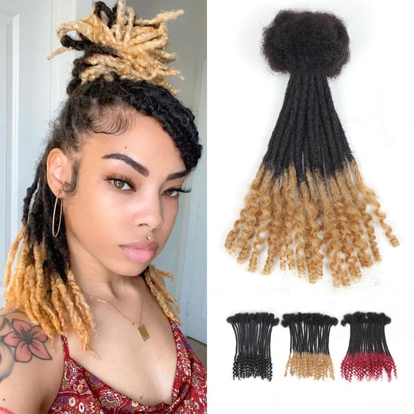 8 inch Loc Extensions Human Hair with Curly Ends, 0.4cm