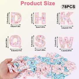 78stk Florale Buchstaben-Aufnäher, A-Z Alphabet Bestickte Applikation Dekorativ Blume Aufnäh und Bügelbuchstabe für Stoff Kleidung DIY Bastelarbeiten Jacke Hut Jeans (3 Farben)