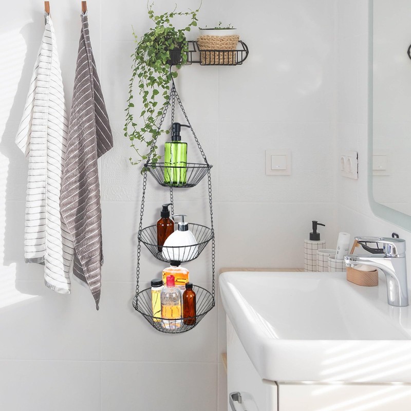 Maxdot 4 Pack 3-tier Hanging Fruit Basket Kitchen Hanging Wall