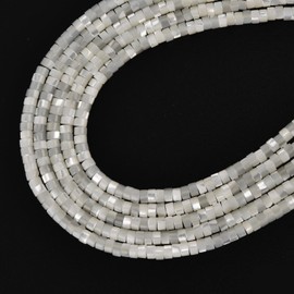 HAAMIIQII Natural White Mother of Pearl Shell Beads 2x4mm Heishi Disc Shape Semi Precious Stone Loose Gemstone Beads for Jewelry Making Strand 15 Inch (160-165pcs)