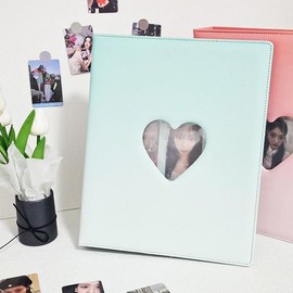 PopKoolShop Kpop A4 Gradient Heart Cutout Photocard Binder | 20 inner pages of 9 Pocket Single Side Inner Refills | Kpop Photocard Binder - Color: Green