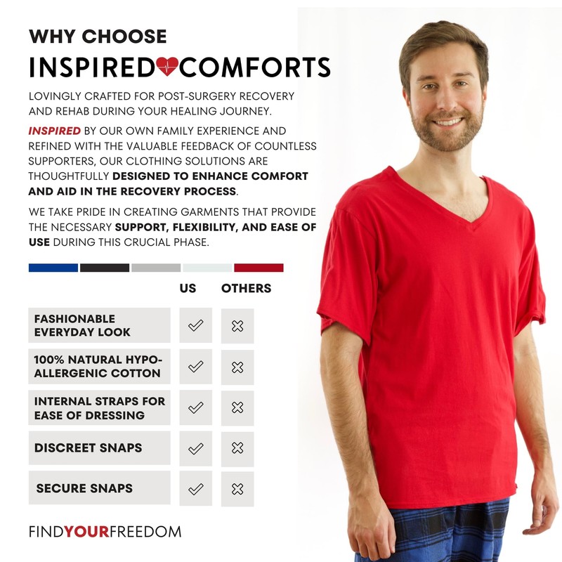 Post Surgery Shirt with Discreet Left & Right Side Snap