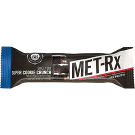 MET-Rx Big 100 barra de proteínas colosales, súper crujiente, paquete de 4 unidades, barras de alto contenido en proteínas para apoyar los niveles de energía y los músculos, ideal como reemplazo de