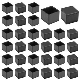 1” x 1” Square Chair Leg Caps, WarmHut 32pcs Black Anti-Slip 1 Inch Chair Leg Floor Protectors Chair Table Bar Stool Leg Covers Furniture Leg Cube Feet