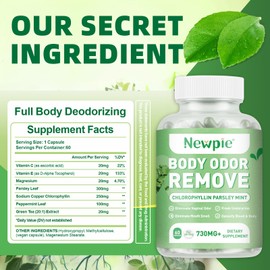 Blltzzz Body Deodorizing Supplement, Chlorophyll Capsules for Skin Body Odor, Fresh Breath & Gut Odor Control for Men & Women | Vegan with Parsley Leaf Green Tea, Gluten Free, 60 Capsules (2)