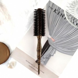 Pure pig bristle roll hairbrush large hair cream hair comb styling tool device care product comb teeth 1 large / 순돈모 롤 헤어브러쉬 라지 헤어 크림 머리 빗 스타 일링 도구 기기 케어 제품 빗살 1 large