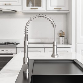 OWOFAN Kitchen Faucets, Commercial Brushed Nickel Stainless Steel Pull Down Sprayer Single Hole Single Handle RV Farmhouse Laundry Outdoor Faucet for Kitchen Sink, llaves para fregaderos de cocina