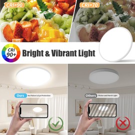 Yexati Yexati 30CM Bathroom Light 24W 3200LM 6000K/4000K/3000K IP54 Waterproof Ultra Thin Bathroom Lights Ceiling, Round Flush Ceiling Light for Kitchen Bedroom Toilet Porch Hallway Living Room Office