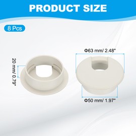 PATIKIL 50mm Desk Grommet, 8pcs Desk Cord Hole Cover Desk Cable Hole Grommet Cover Sturdy ABS Plastic Round for Cables Cabinets Desktop Equipment Wiring Organizing,U-Shaped, Grey