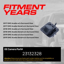 Master Tailgaters Replacement for GMC Acadia, Acadia Denali (2017-2019) w/o Surround View Backup Camera OE Part # 23132328