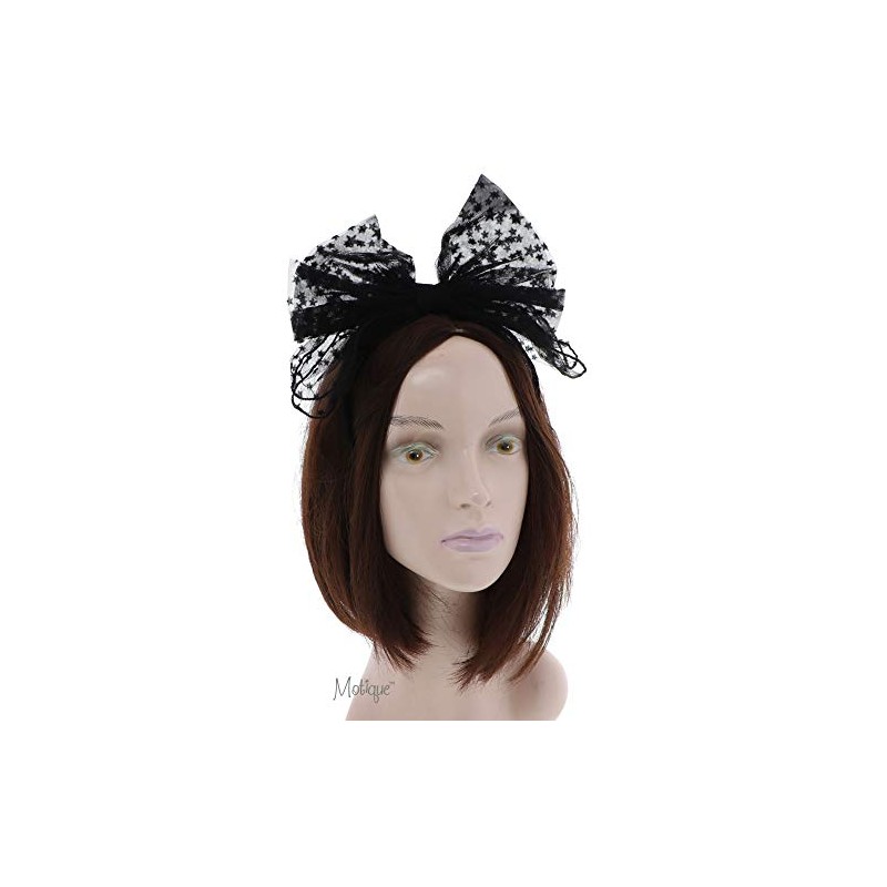 Chiffon Big Bow Headband with Mini Stars - Black