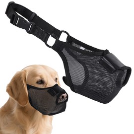 Soft Mesh Dog Muzzle for Medium Dogs, Breathable and Lightweight, Adjustable Fit with Open-Front Design Allows Dogs to Pant and Drink Freely, Prevents Biting, Barking, Chewing and Scavenging - Size M