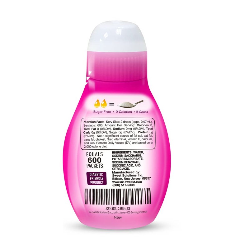 EZ-Sweetz Sodium Saccharin (2 Pack 1.42oz - Liquid Sweetener 600