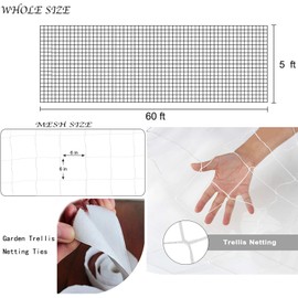 BaseGoal All-Weather Trellis Netting Mesh Plant Garden Vine Growing Flexible String Net (6" Mesh ployester, 5' Wx 60'L)