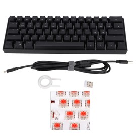 Mechanical Keyboard 61 Keys Three Modes Support Wireless Portable Ergonomic Rechargeable Battery Gaming KeyboardRed Axis Body