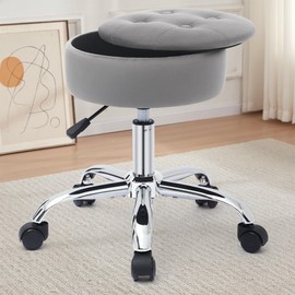 Gitrah Vanity Chair with Wheels Adjustable Vanity Stool with Storage Swivel Vanity Stool for Vanity Rolling Makeup Stool Chair Grey
