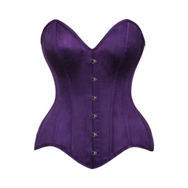 Top Drawer Dark Purple Satin Steel Boned Overbust Corset (4X)