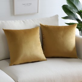 Sungeek Pack of 2 Velvet Cushion Covers Soft Decorative Pillow Covers with Invisible Zipper Luxury Throw Pillow Cases for Home Decor Sofa Bedroom Living Room 45x45cm Gold