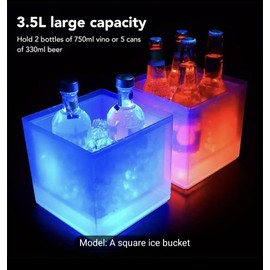 Square Light Up Ice Bucket, Color Changing