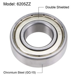 TOP-VIGOR 1Pcs 6205ZZ Deep Groove Ball Bearings, Z2 25mm x 52mm x 15mm Double Sealed Industrial Bearings, Chrome Steel Skateboard Bearings for Electrical Instrument Equipment