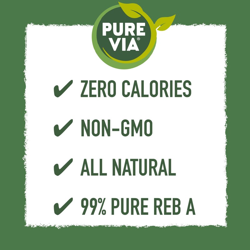 PURE VIA Stevia Sweetener Packets, Sugar Substitute, Natural Sweetener, Zero