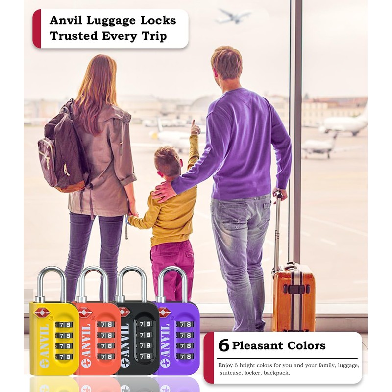 ANVIL TSA Approved Luggage Lock - 4 Digit Combination, 10,000
