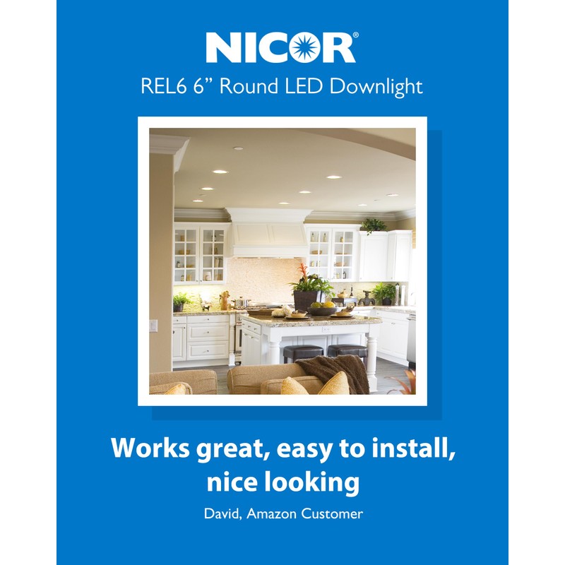 NICOR DLR56609120SWHBF DLR56(v6) 5/6-inch White 900 Lumen Selectable Recessed LED