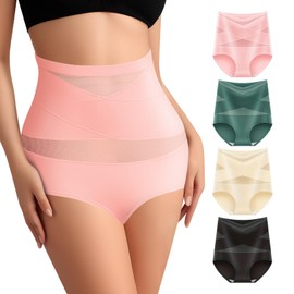 BOKIOW Women Tummy Control Underwear,High Waisted Shapewear Panties,Silky Soft Full Coverage Stretch Ladies Brief Multipack