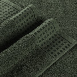 GLAMBURG 100% Cotton Ultra Soft 6 Pack Towel Set, Contains 2 Bath Towels 28x55 Inches, 2 Hand Towels 16x24 Inches & 2 Wash Coths 12x12 Inches, Compact Absorbent Lightweight & Quickdry - Olive Green