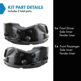 TRQ TRQ Front Inner Fender Liner Set Compatible with 2014-2018 Ram 2500 2013-2018 3500 CH1248164 CH1249164