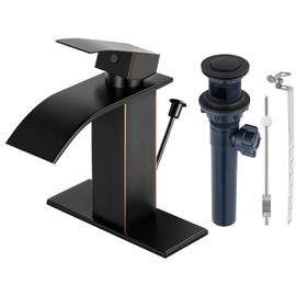 RNDIOZD ORB Bathroom Faucet with Lift Rod Drain, Waterfall Bathroom Sink Faucet Modern Single Handle Bathroom Faucte 1 or 3 Hole, RV Mixer Tap Vanity Faucet Washbasin Faucet with Deck