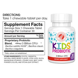 Silver Fern Silver Fern Brand Kids Ultimate Probiotic - 2 Bottles - 30 Chewable Tablets Each - Sugar & Gluten Free - Children's Dietary Supplement - DNA & Survivability Verified - Digestive & Immune Support