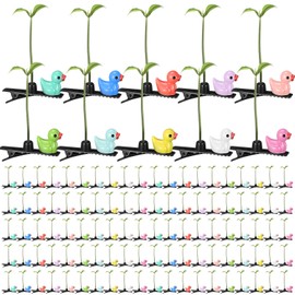 Tigeen 100 Pcs Rave Trinkets Festival Sprout Hair Clip Duck Mushroom Bean Sprout Clips Plant Flower Hairpins Funny Mixed Style Hair Accessories Halloween Christmas Valentines Party (Greenery)