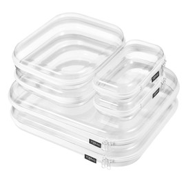 6 Pack Clear Hard Shell Zipper Cases - Ultimate Organizer Set