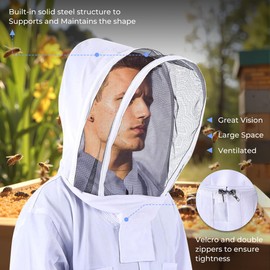 Ejoyous Bee Suit, Professional Beekeeping Suit Beekeeper Suit Fully Body Bee Outfit with Glove and Ventilated Hood for Men Women Bee Keeper