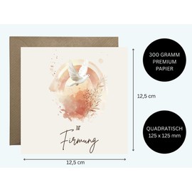 WBdesignz Confirmation Card with Envelope - Congratulations Card "zur Firmung" Christening Niece Nephew Grandson First Communion Confirmation (125 x 125 mm)