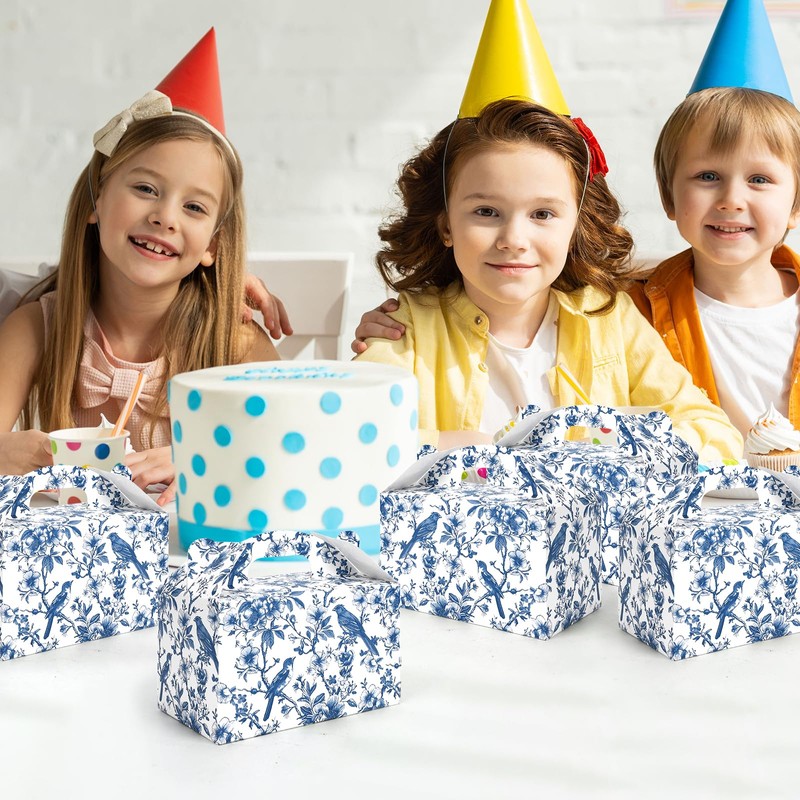 24 PCS Blue Floral Bird Paper Gift Boxes Xmas Party