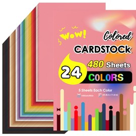 480 Sheets Colored Cardstock Paper Bulk, 24 Colors Card Stock 160 Gsm 60 Lb Colored Construction Paper, A4 Color Cardstock for Printing Scrapbook Creative DIY