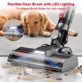 Cordless Vacuum Cleaner, 350W/30Kpa Stick Vacuum Cleaners with 40Mins Runtime for Home, Anti-Tangle and 1.2L Dust Cup, Lightweight Vacuum for Pet Hair Carpet Hardwood Floor (Red)