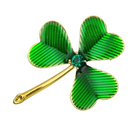 Kokoma Shamrock Clover Brooch Pin for Women Girls Green Crystal Leaf Irish Lapel Pins Corsage Badge Brooches St Patrick's Day Dress Accessories Jewelry Gifts