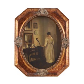 LIHOLO Vintage Bronze Picture Frames 5X7 Antique Frames,Ornate Oval Picture Frame for Tabletop and Wall Hanging, Dark Academia Gallery Wall Art,Retro Home Decor with Victorian Design