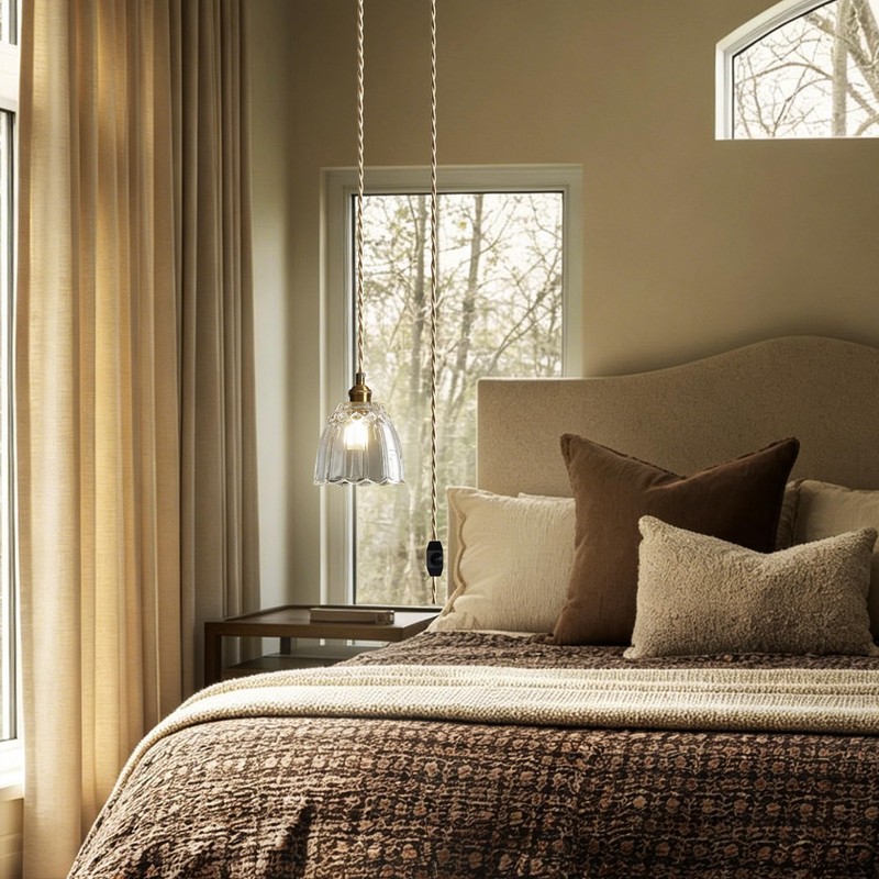 dareyu 6" Plug in Pendant Light, Vintage Mini Glass Hanging