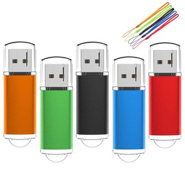 Memory Stick 32GB USB 5Pack EASTBULL USB 2.0 Thumb Flash Drives Pen Memory Stick Fold Storage (5 Mixed Color With Lanyard)