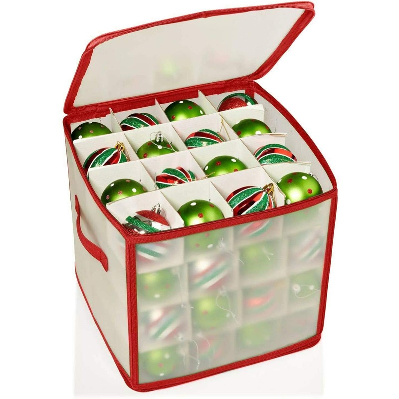 DEENZ CHRISTMAS TREE 64 BAUBLE DECORATIONS STORAGE BOX WITH ZIP