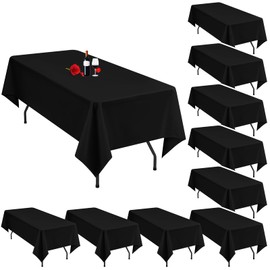 10 Pack Black Table Clothes for 8 Foot Rectangle Tables 60 x 126 Inch Black Tablecloth 8ft Tablecloths Linen Polyester Fabric Washable Table Cloth Rectangle Table Cover for Parties Wedding Banquet